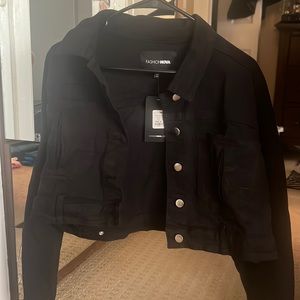 Fashion nova black jean jacket XL